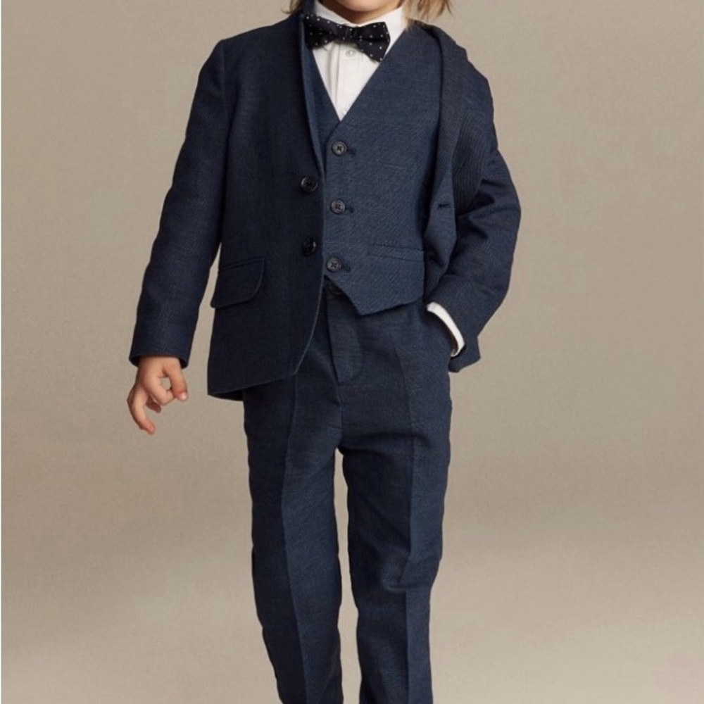 H&M Kids' Navy Blue Suit Jacket Pants Tie Vest